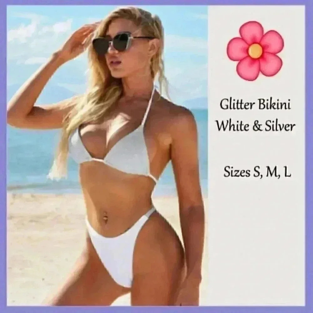 ✨ Super Sexy Silver & White Glitter Bikini ✨